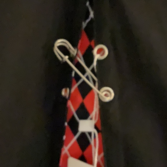 New Fashion Gothic Argyle Safety Pin Mini Skirt, Size L, Black/Red/White, NWT - Picture 6 of 10